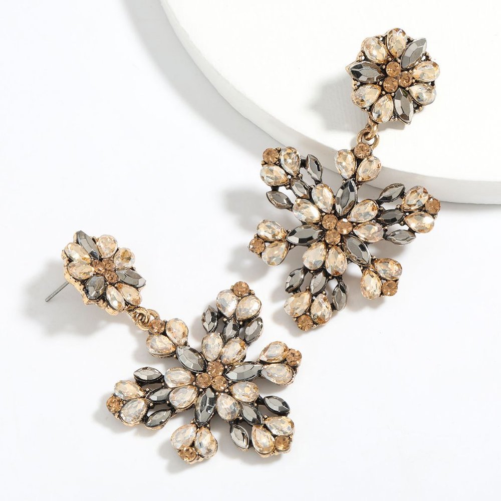 Beige Diamond Chandelier Earring